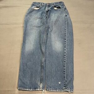 VTG Y2K GAP Blue Jean Men-31x30-Light Wash Distress‎ Baggy Skate Wide Leg-4270